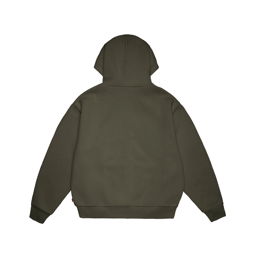 99BASED Logo Zip Hoodie Olive