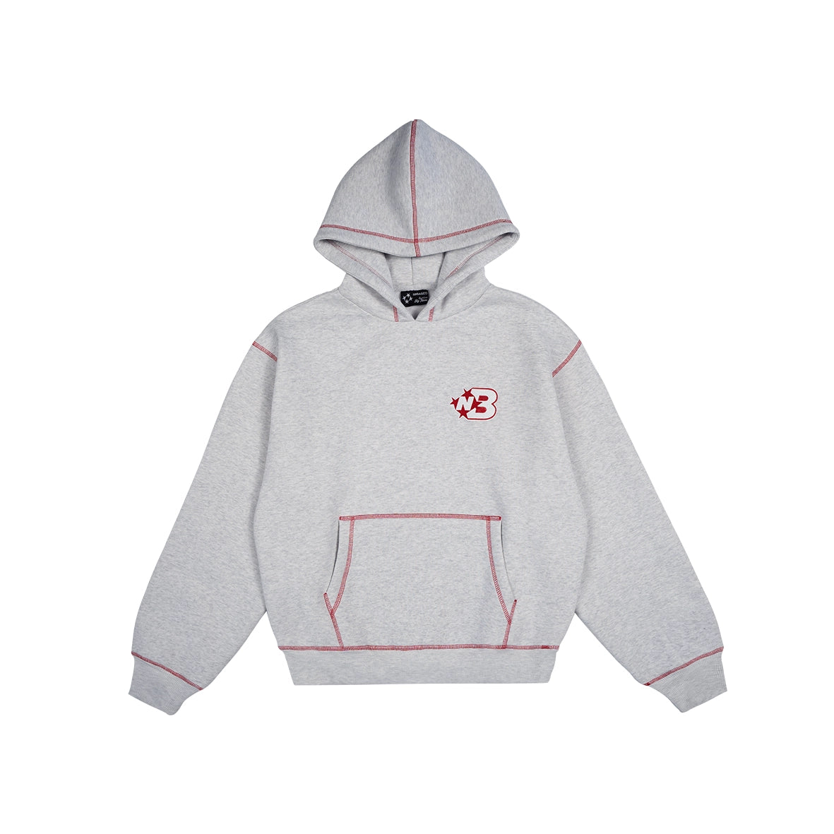 99BASED NB Logo Outlined Hoodie Grey Melange