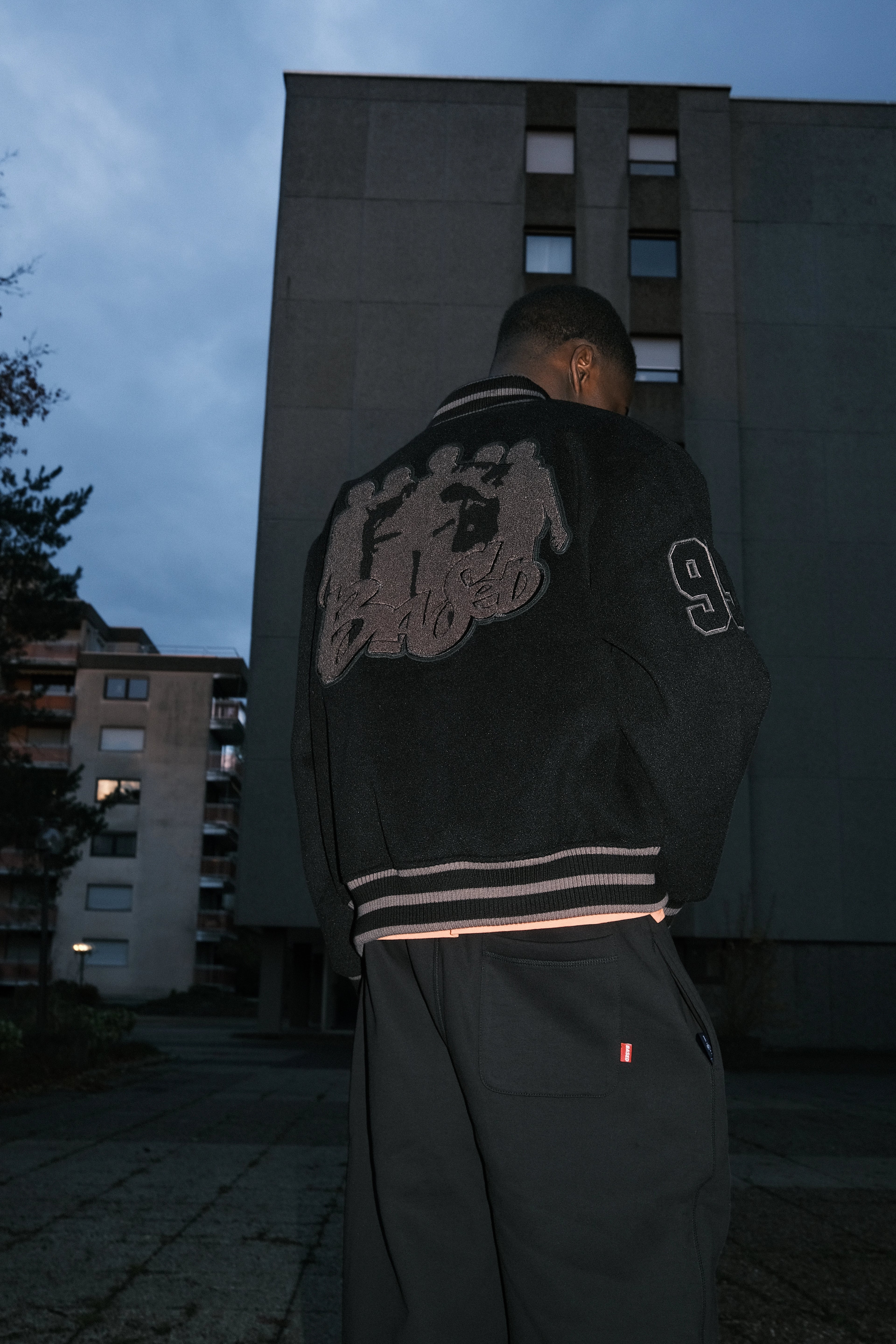 99BASED One Family Varsity Jacket Black