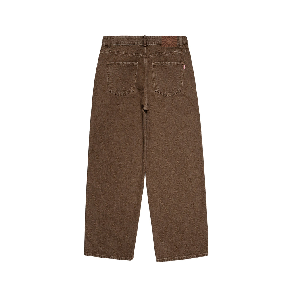 99BASED Outlined Diamond Jeans Washed Brown