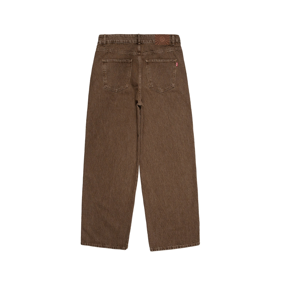 99BASED Outlined Diamond Jeans Washed Brown