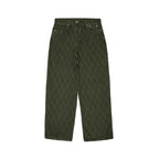 99BASED Outlined Diamond Jeans Washed Olive