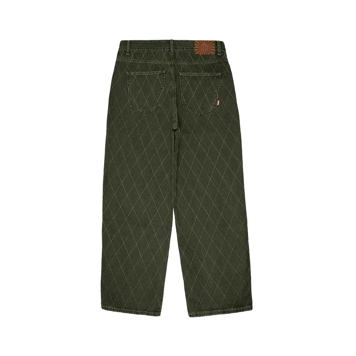 99BASED Outlined Diamond Jeans Washed Olive