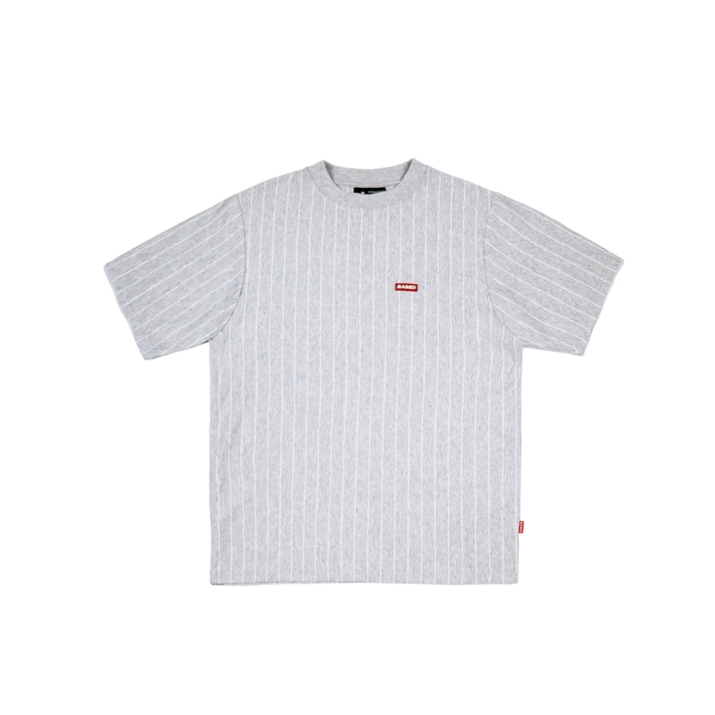 99BASED Pinstripe Slim T-Shirt Grey Melange