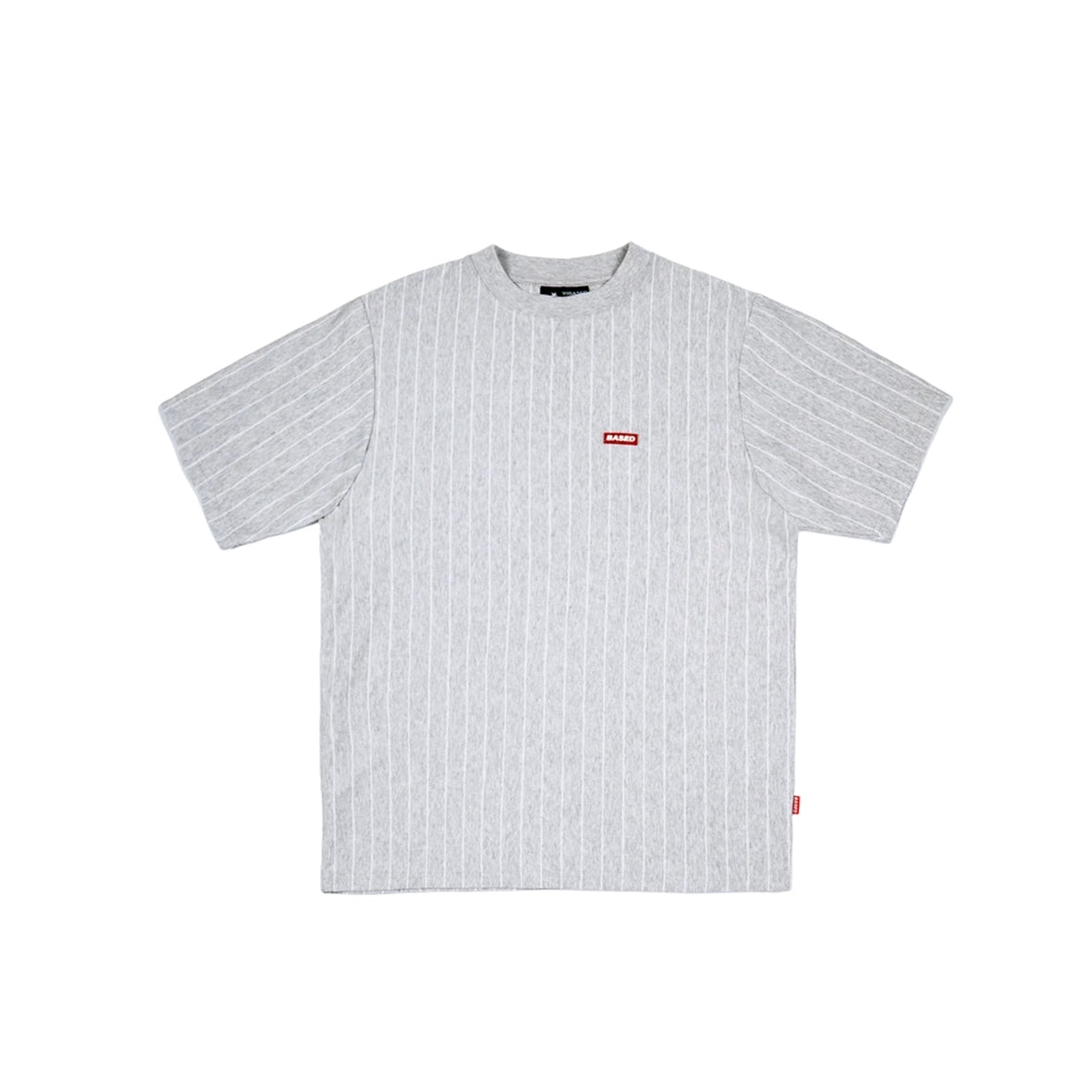 99BASED Pinstripe Slim T-Shirt Grey Melange