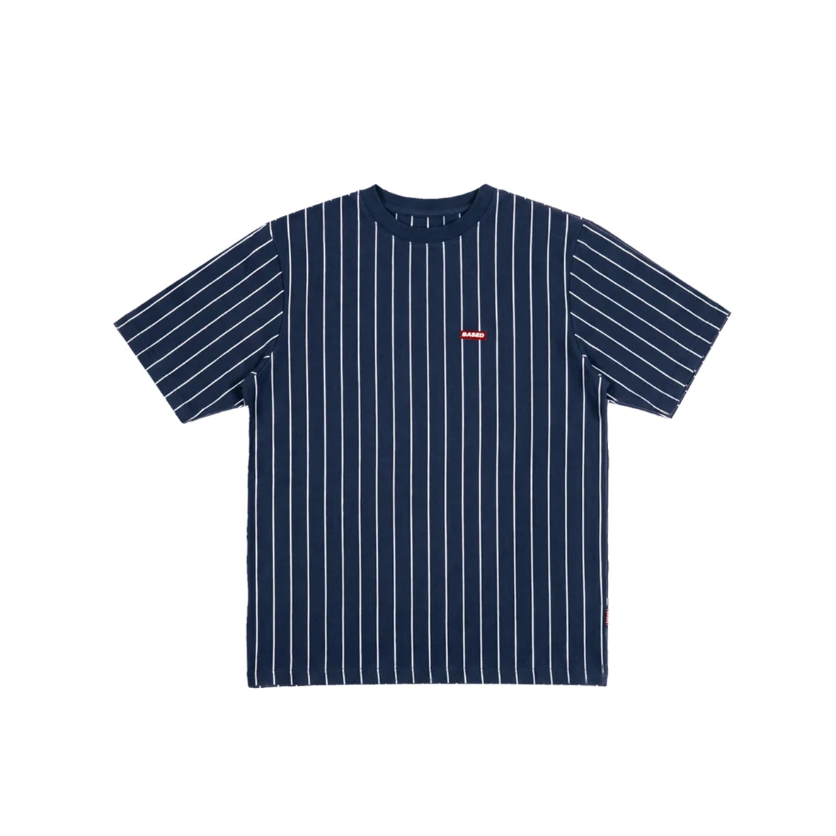 99BASED Pinstripe Slim T-Shirt Navy