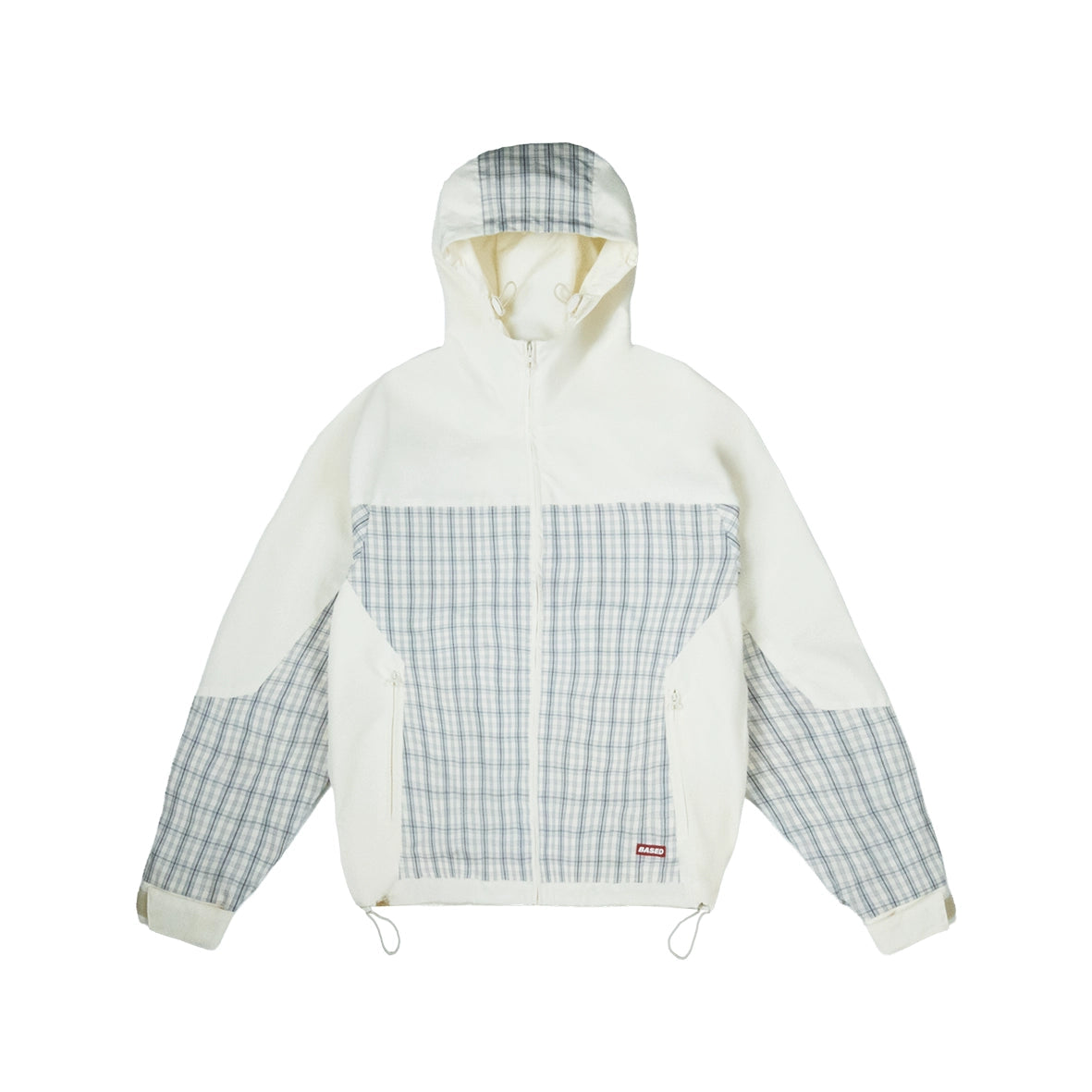 99BASED Plaid ColourBlock Shell Jacket Creme
