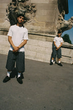 99BASED Plaid Denim Shorts Plaid Black