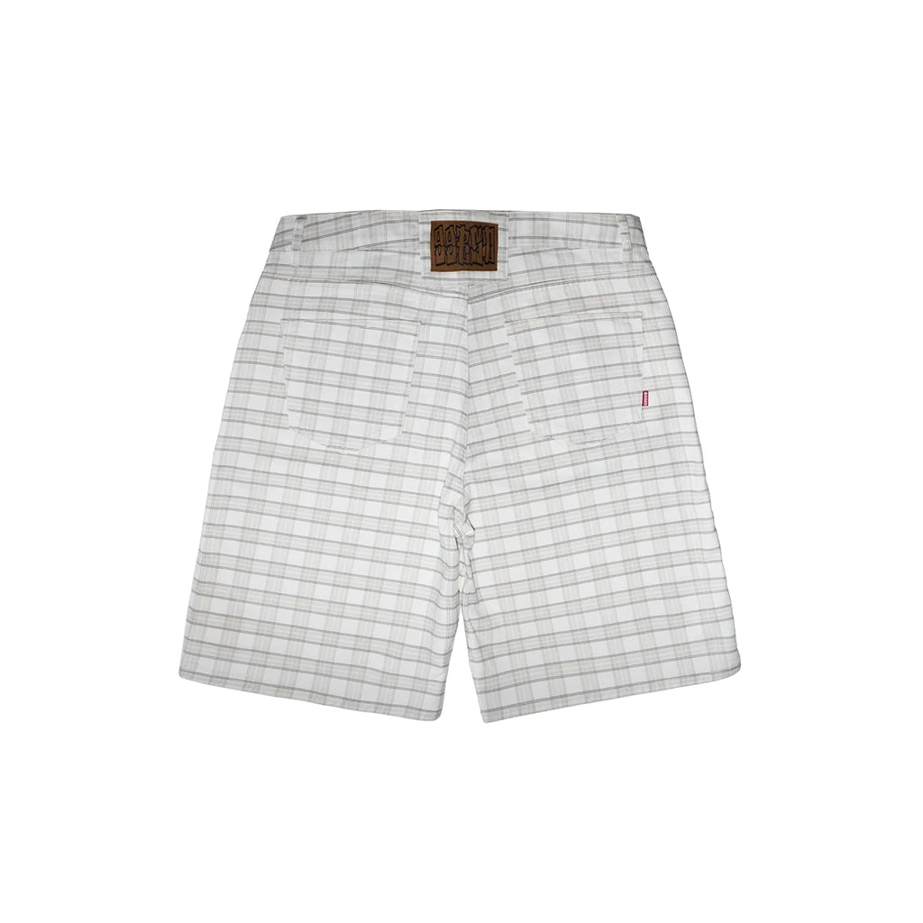 99BASED Plaid Denim Shorts Plaid White
