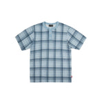99BASED Plaid Slim Waffle Henley T-Shirt Babyblue