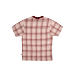99BASED Plaid Slim Waffle Henley T-Shirt Burgundy