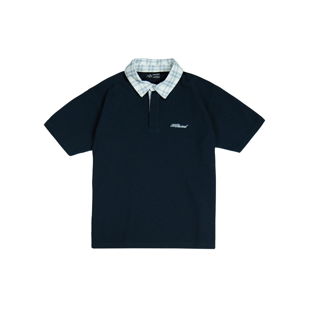 99BASED Poukwa Poloshirt Navy Plaid White
