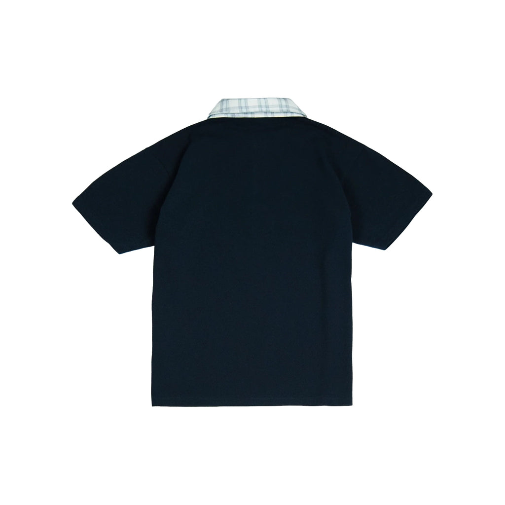 99BASED Poukwa Poloshirt Navy Plaid White