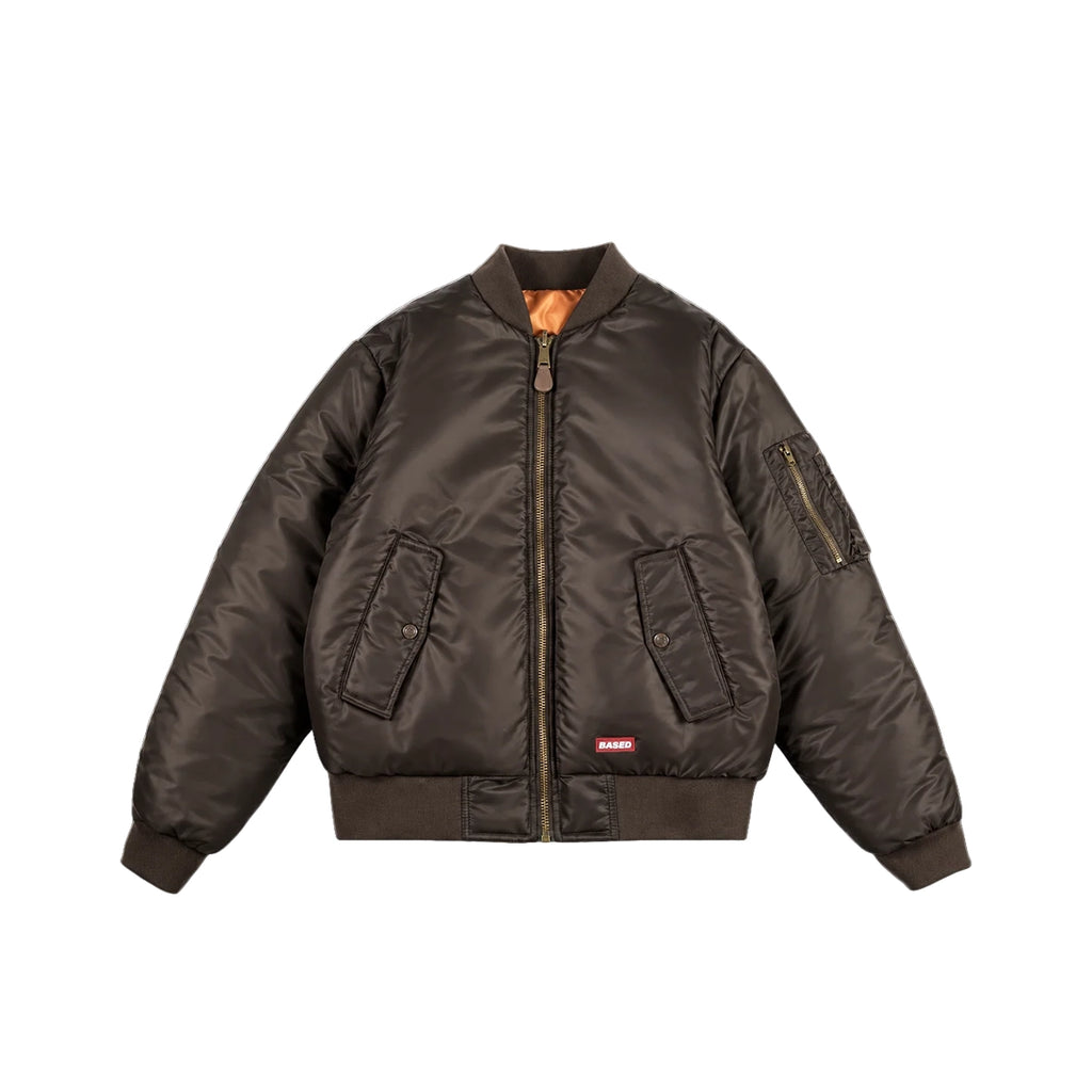 99BASED Reverse Bomber Jacket Brown Orange