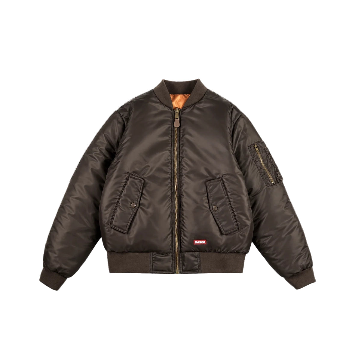 99BASED Reverse Bomber Jacket Brown Orange