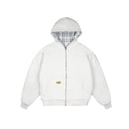 99BASED Reverse Plaid Zip Hoodie White