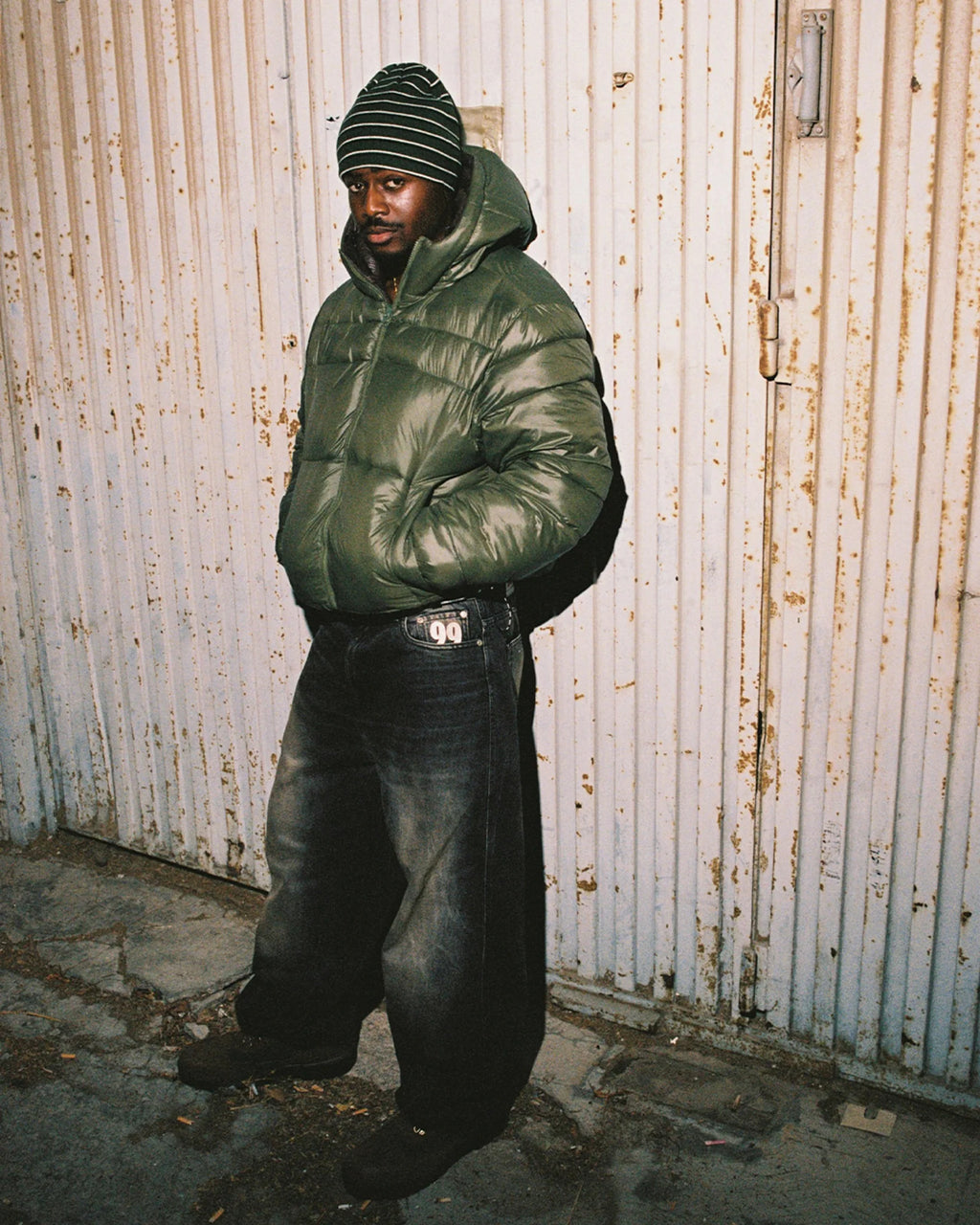 99BASED Reverse Puffer Jacket V2 Olive Brown