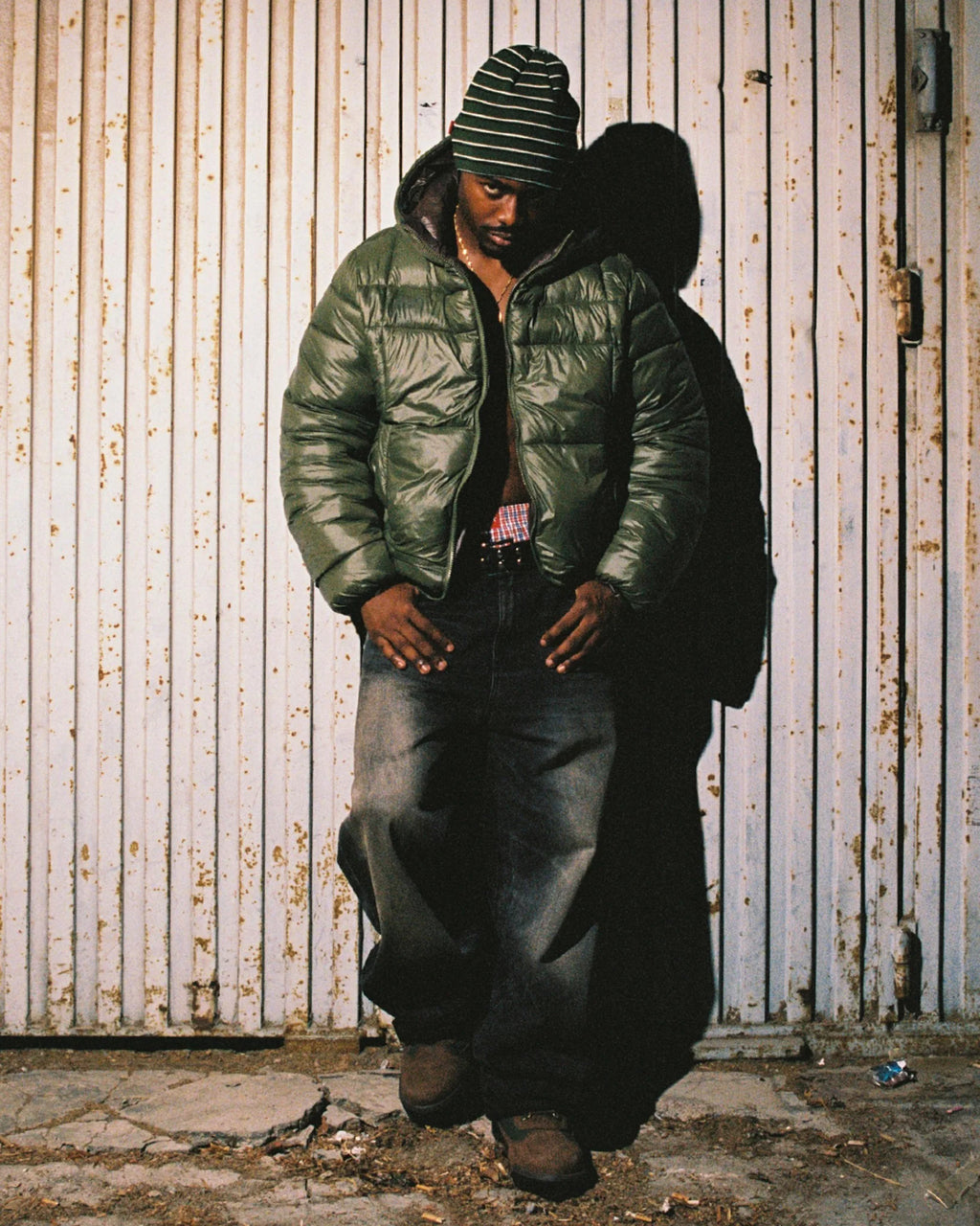 99BASED Reverse Puffer Jacket V2 Olive Brown