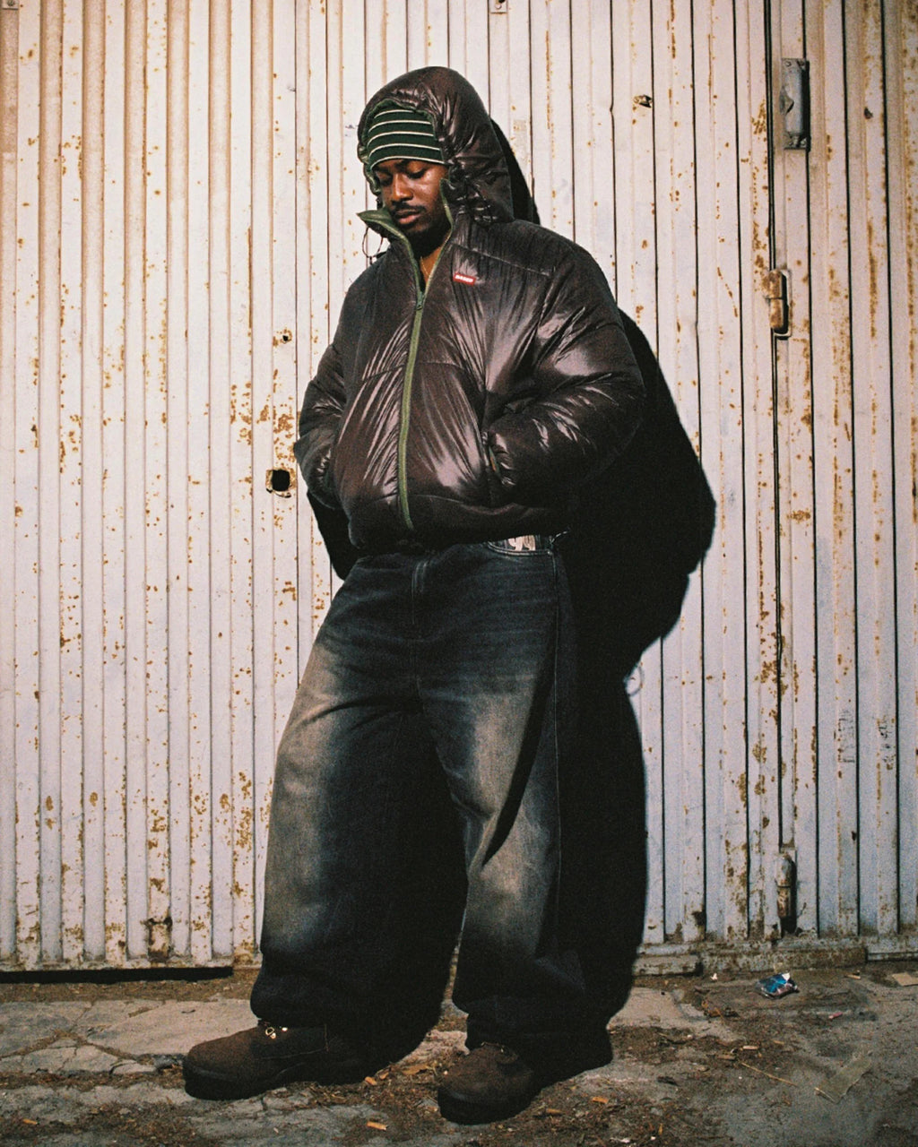 99BASED Reverse Puffer Jacket V2 Olive Brown
