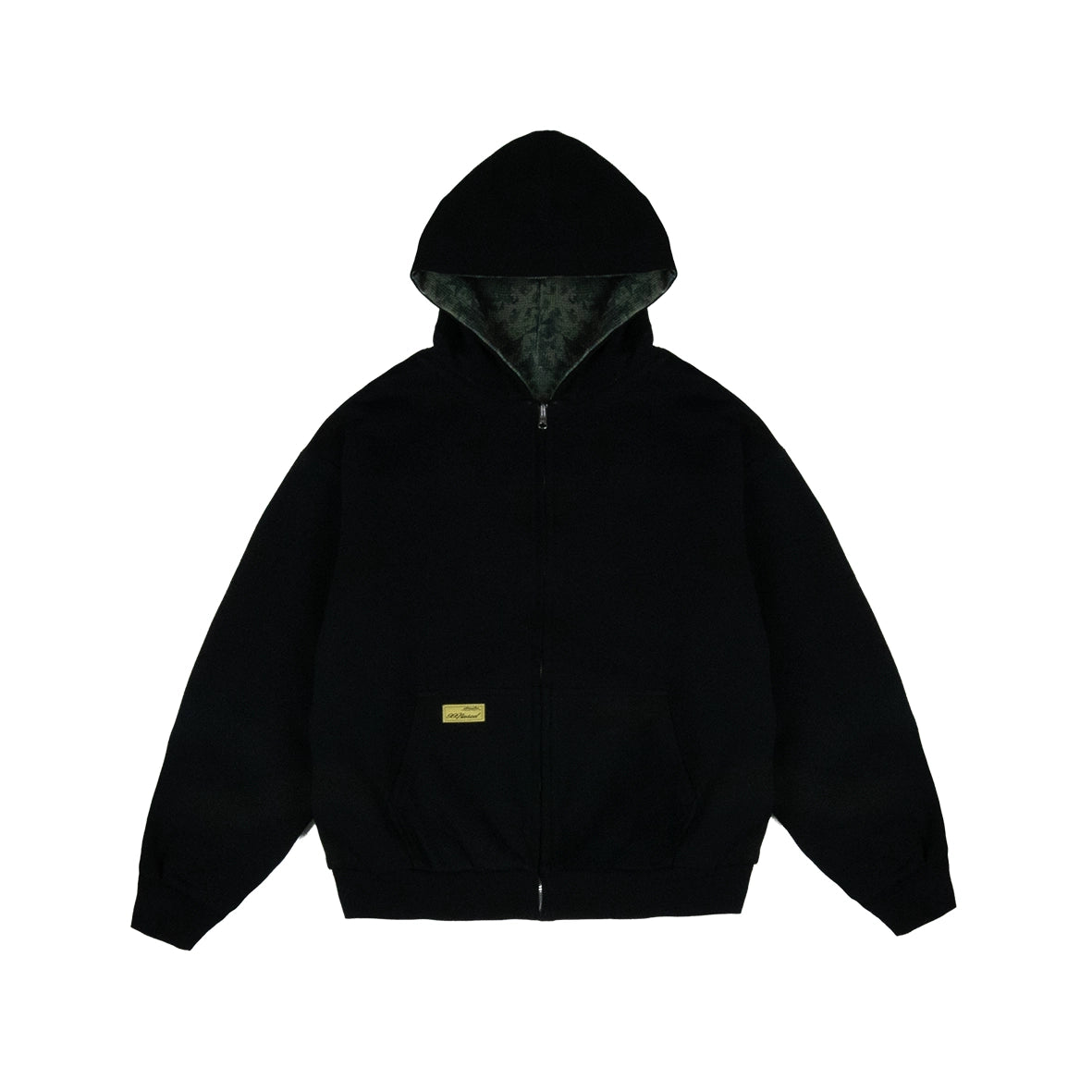 99BASED Reverse Waffle Zip Hoodie Black Camo