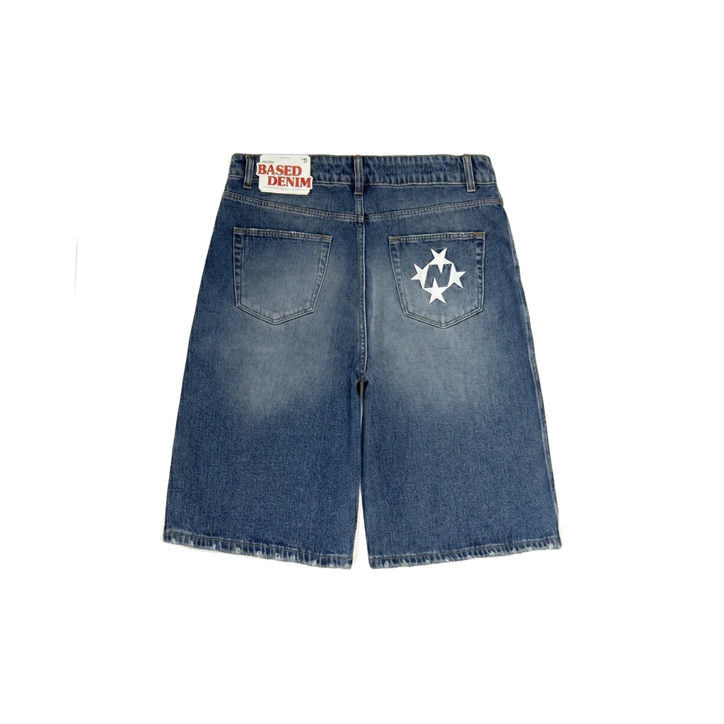 99BASED Shining Stars Denim Shorts Indigo