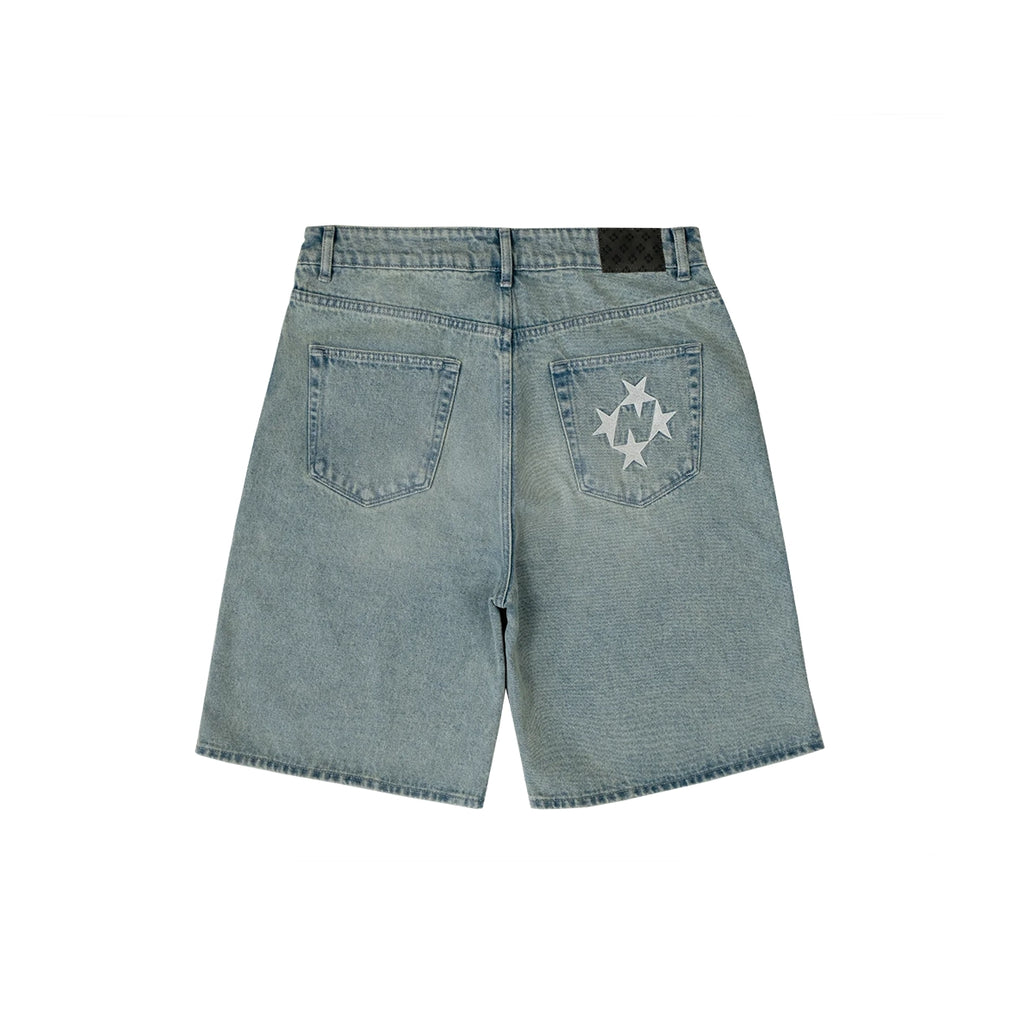 99BASED Shining Stars Denim Shorts Old Light Blue