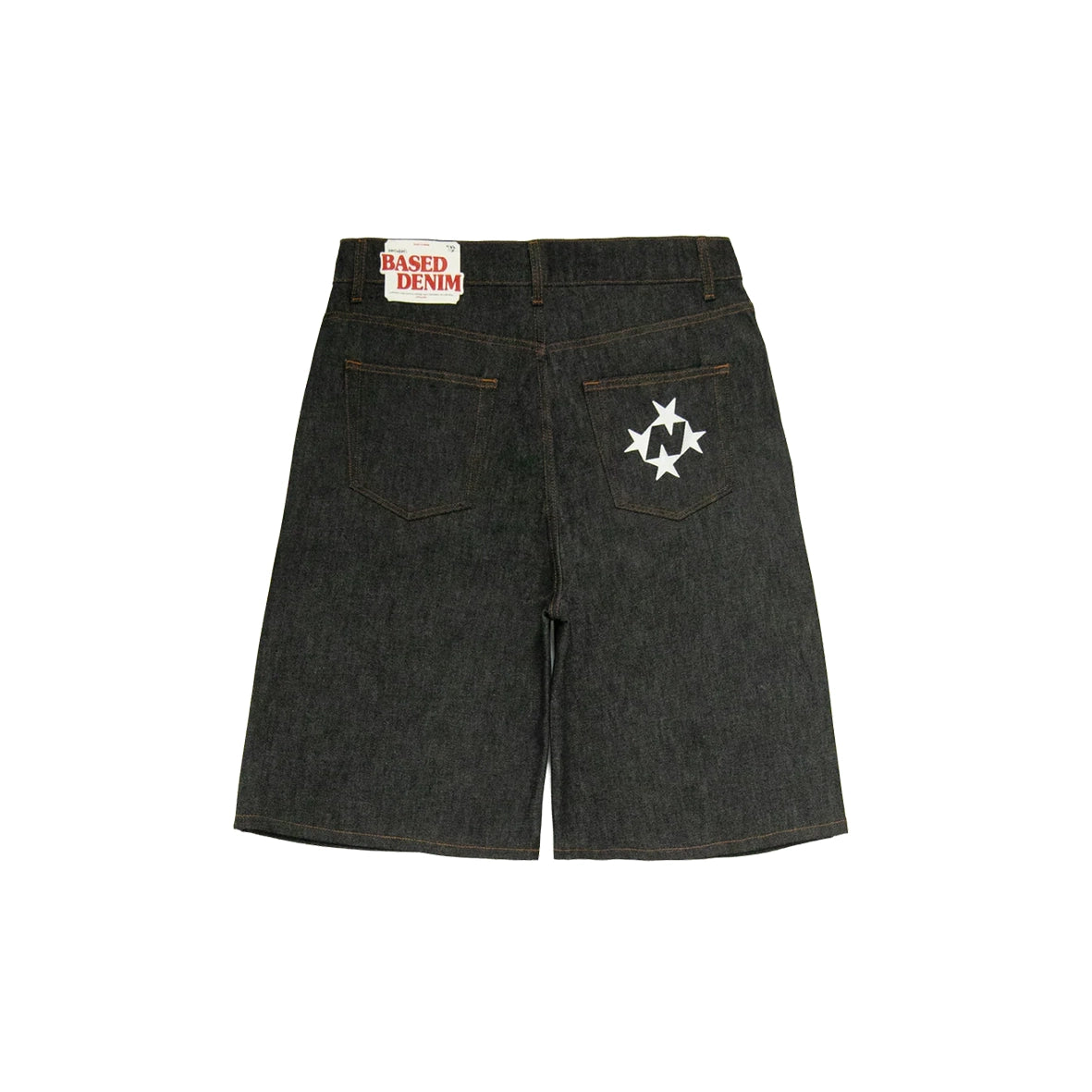 99BASED Shining Stars Denim Shorts Raw Black