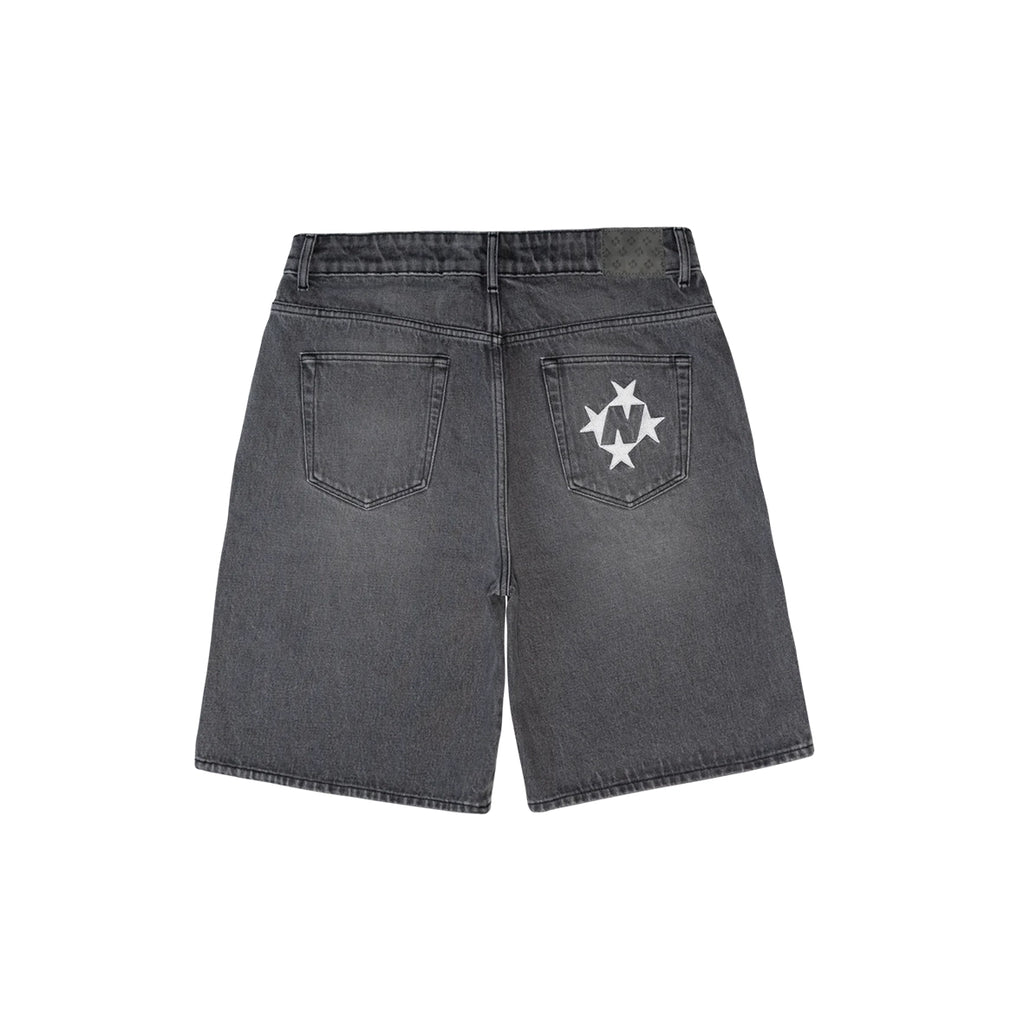 99BASED Shining Stars Denim Shorts Washed Grey