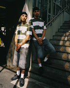 99BASED Striped T-Shirt White Olive