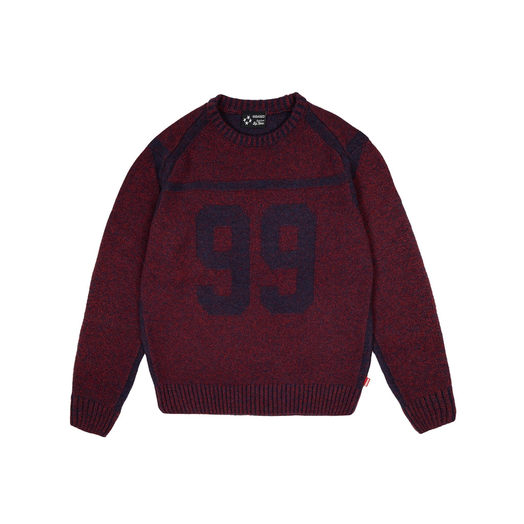 99BASED Spreaded Knit Sweater Navy Red