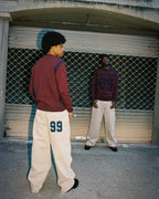 99BASED Spreaded Knit Sweater Navy Red