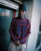 99BASED Spreaded Knit Sweater Navy Red