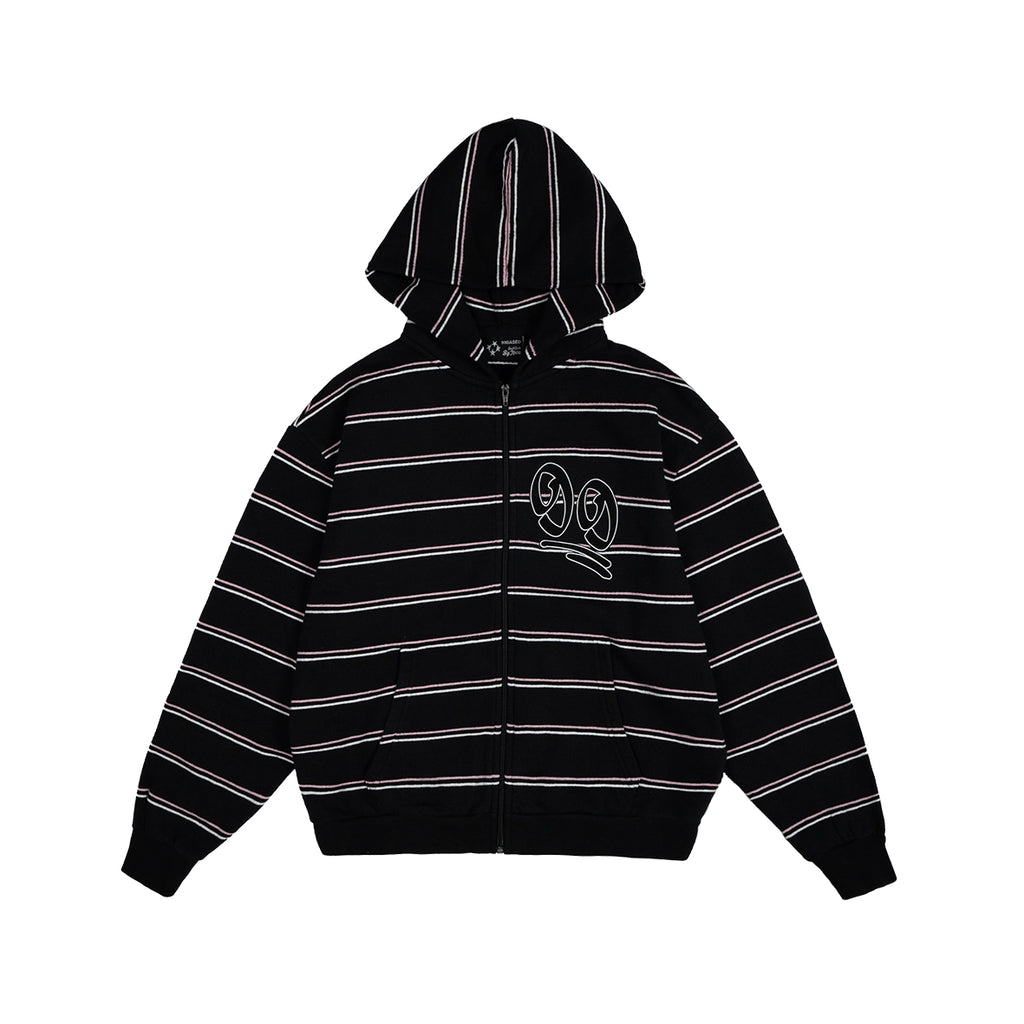 99BASED Striped 99 Zip Hoodie Black