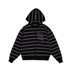 99BASED Striped 99 Zip Hoodie Black