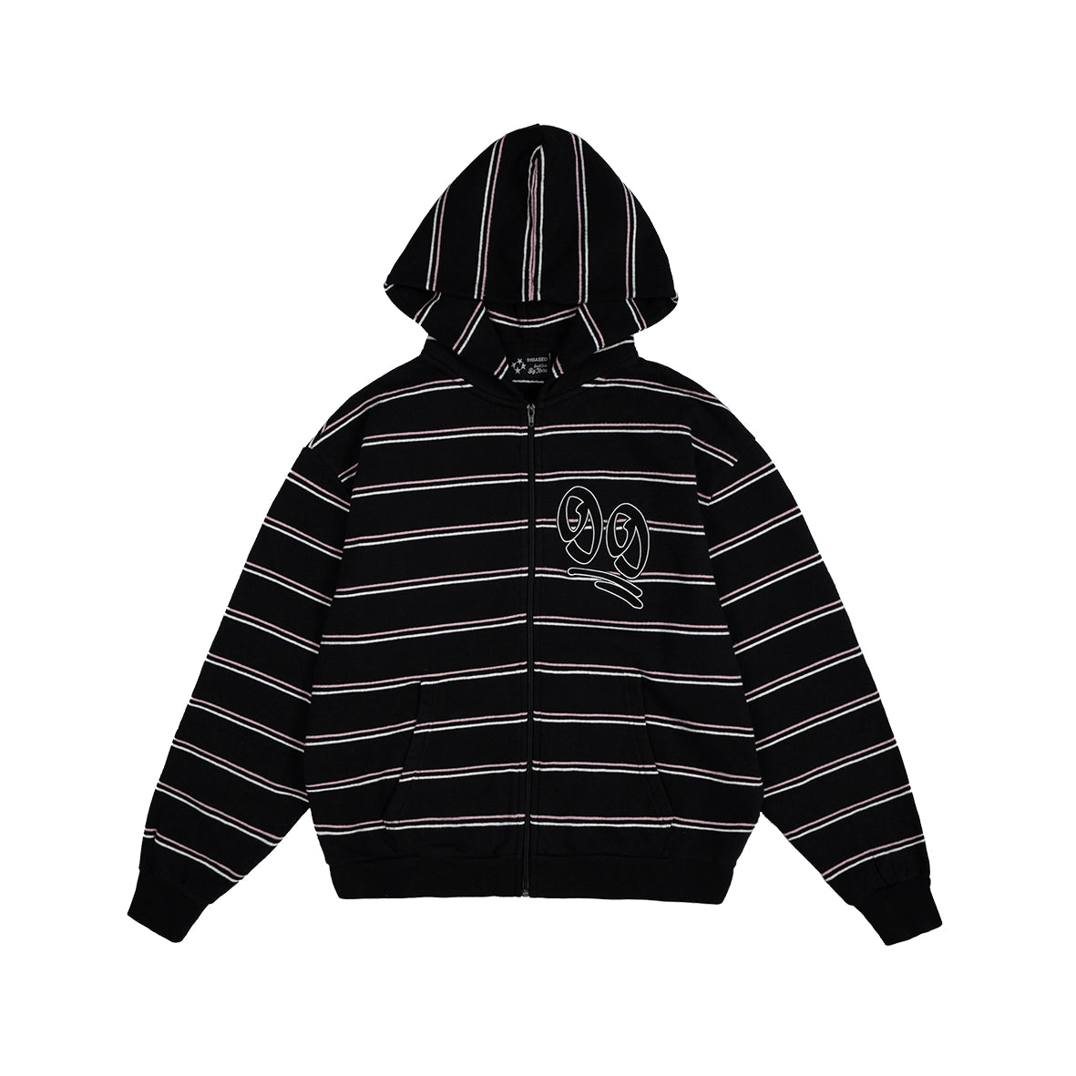 99BASED Striped 99 Zip Hoodie Black