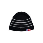 99BASED Striped Domino Beanie Black