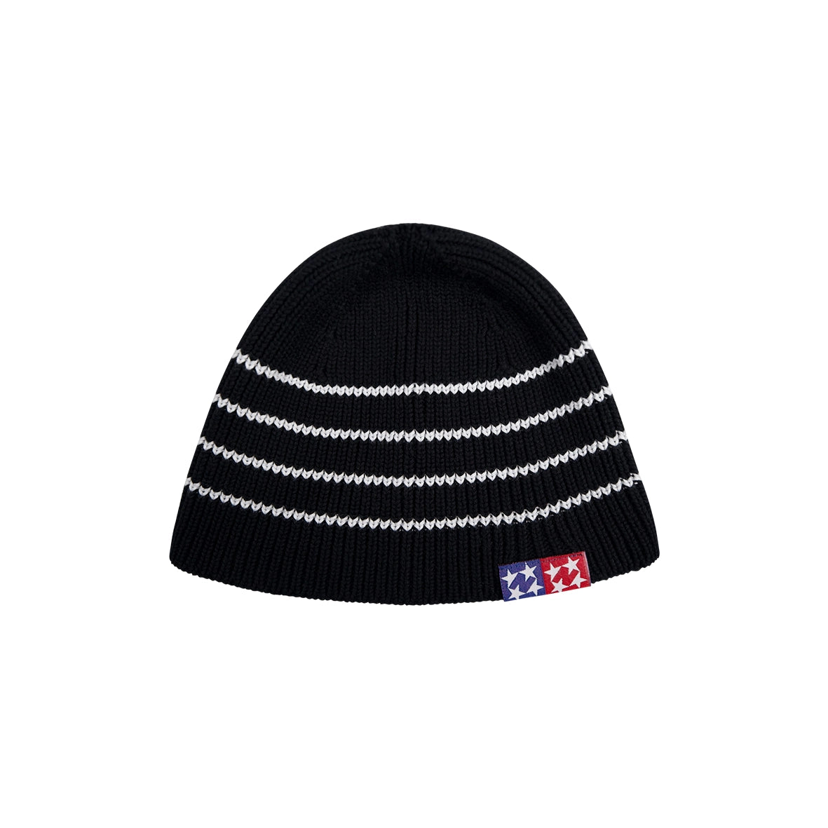 99BASED Striped Domino Beanie Black