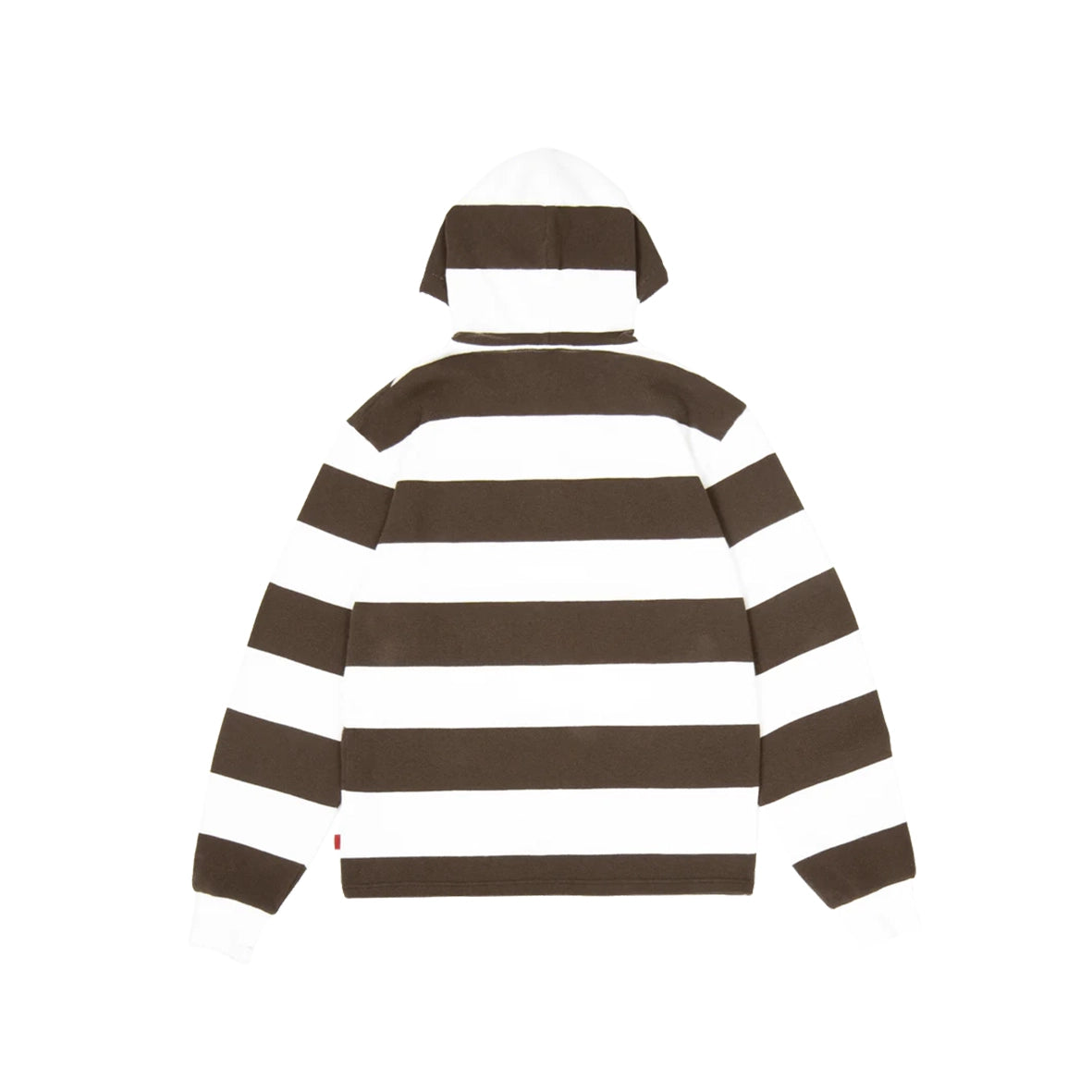 99BASED Striped Hooded Rugby Polo Knit Brown White