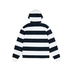 99BASED Striped Hooded Rugby Polo Knit Navy White