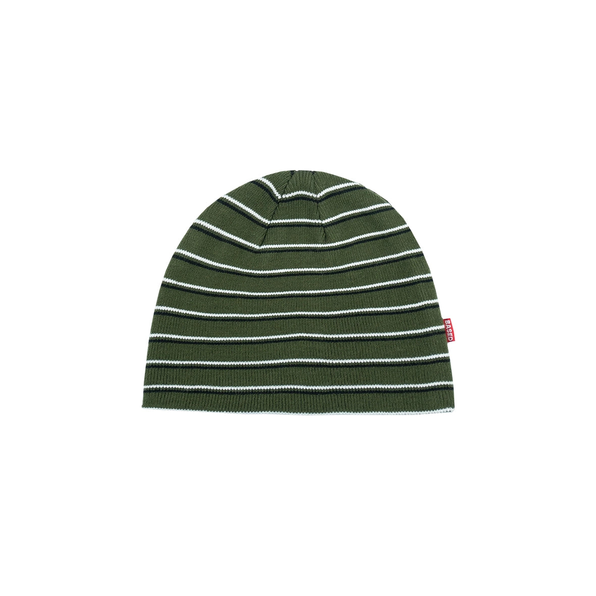 99BASED Striped Skull Beanie Moss Green
