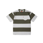 99BASED Striped T-Shirt White Olive