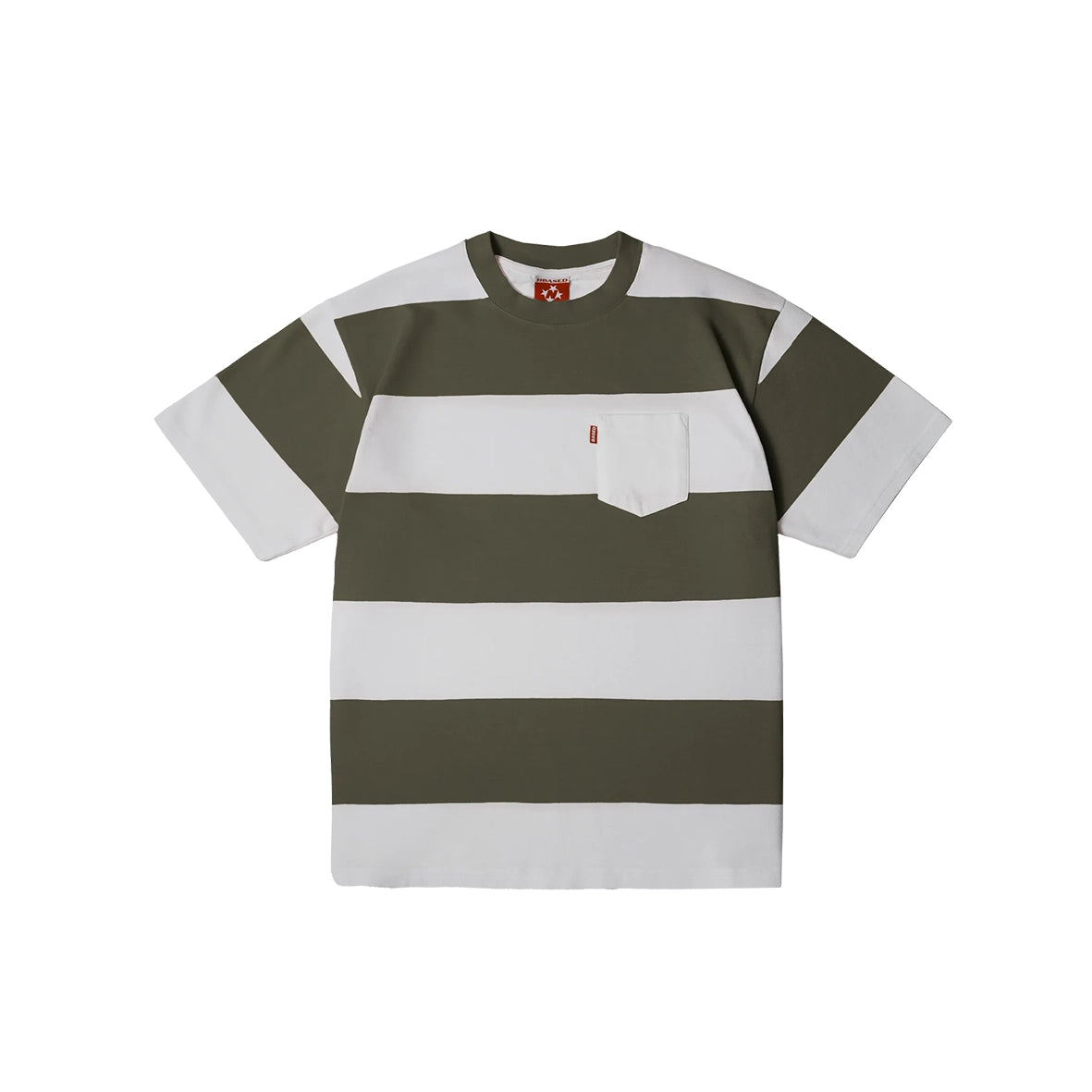 99BASED Striped T-Shirt White Olive