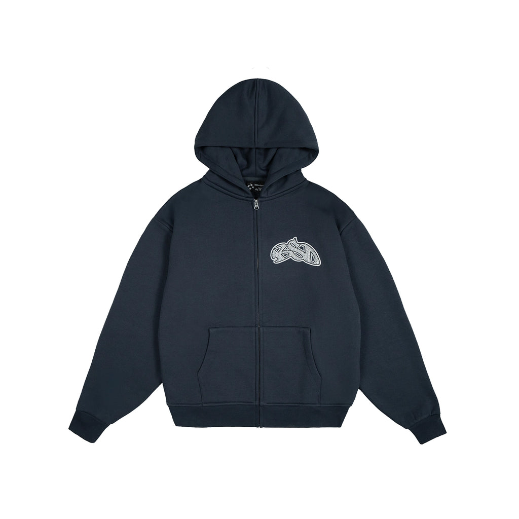 99BASED Studded BSD Zip Hoodie Navy