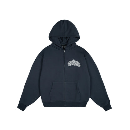 99BASED Studded BSD Zip Hoodie Navy