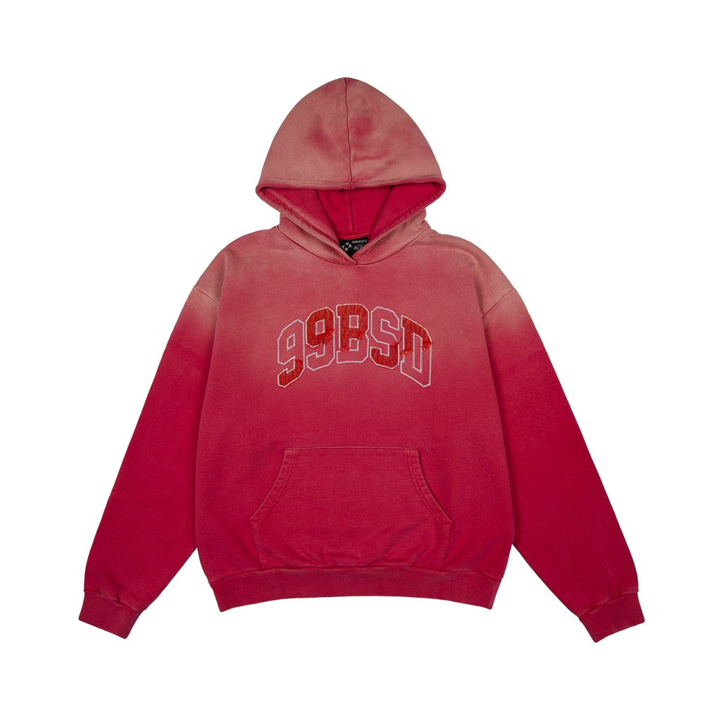 99BASED Deconstructed Hoodie Faded Red