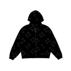 99BASED Tonal Monogram Zip Hoodie Black