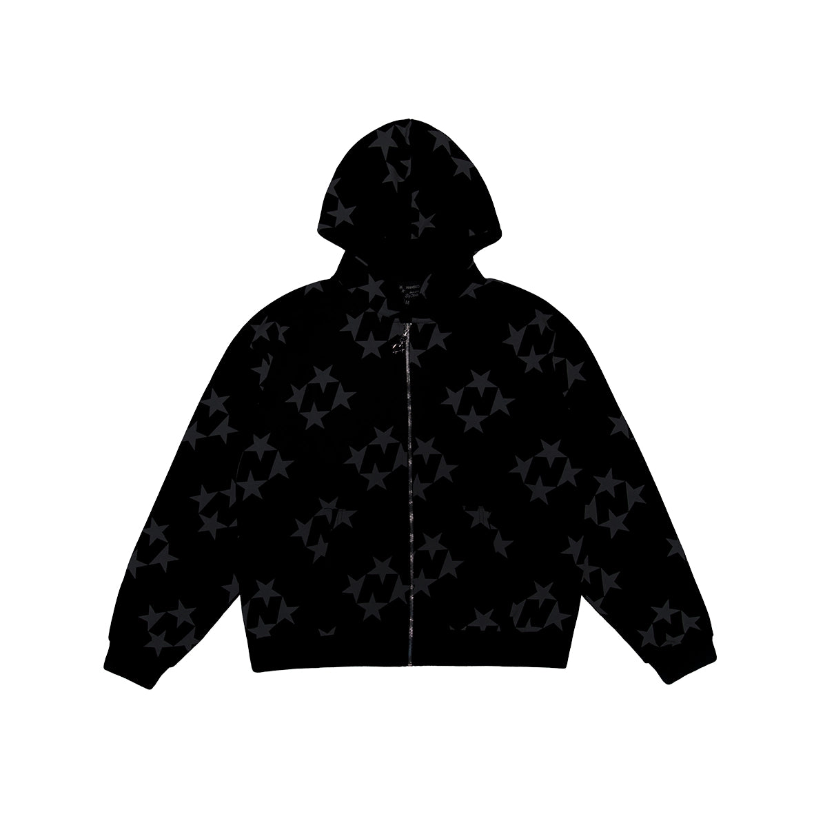 99BASED Tonal Monogram Zip Hoodie Black