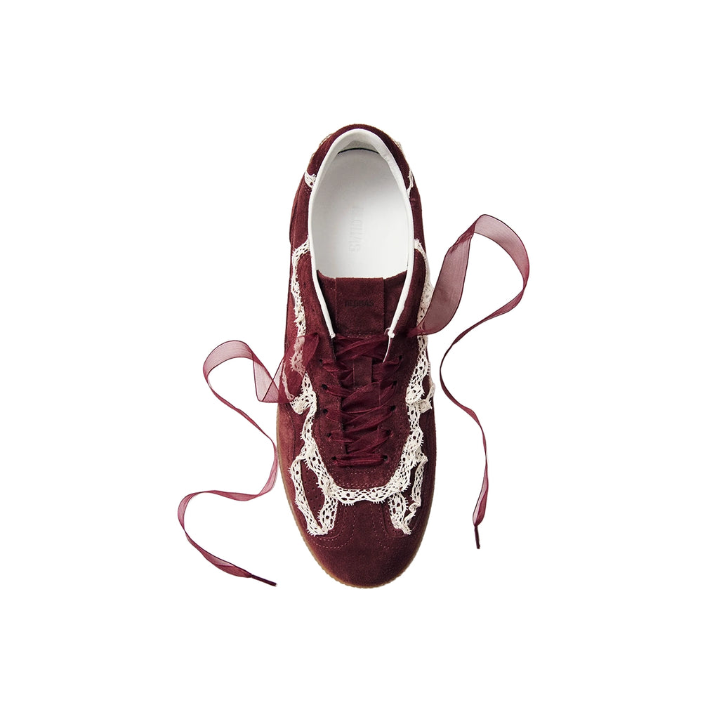 ALOHAS Crochet Burgundy Leather Sneakers S100823-03
