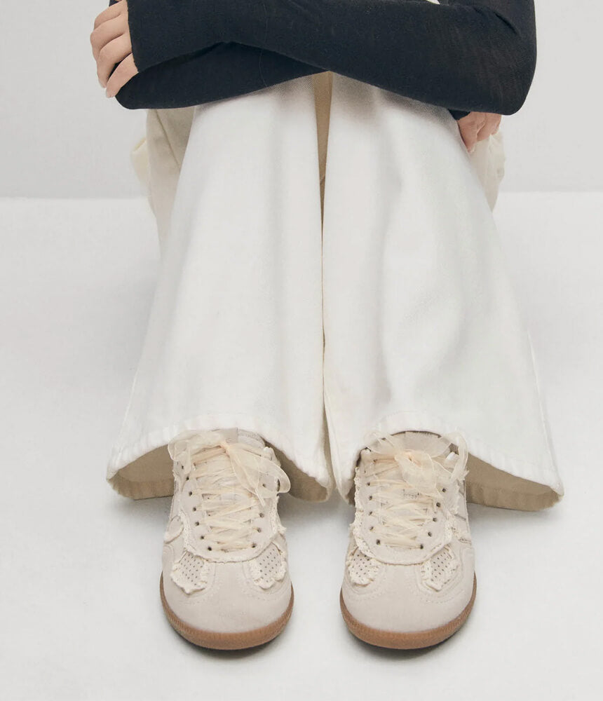 ALOHAS Crochet Cream Leather Sneakers S100823-01