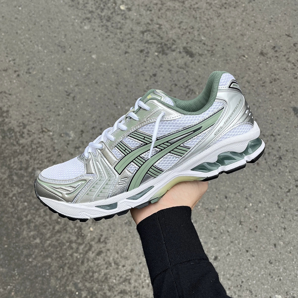 ASICS Gel-Kayano 14 White Pure Silver Slate Grey Sage